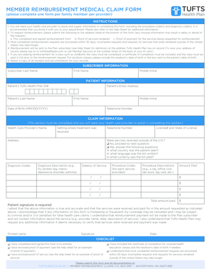 Member Reimbursement Medical Claim Form