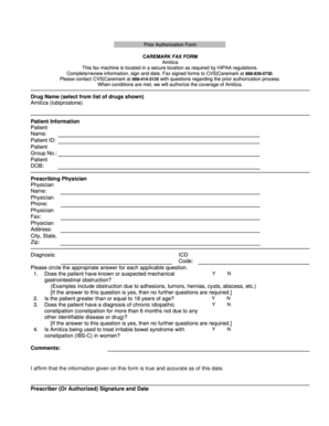 Prior Authorization Form for Amitiza