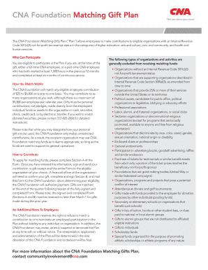 CNA Foundation Matching Gifts Plan Form