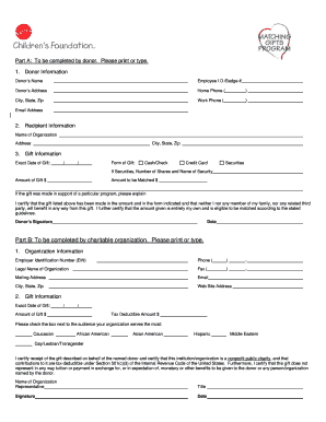 Mattel Children's Foundation Matching Gift Form