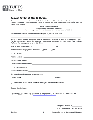 Request for Out-of-Plan ID Number