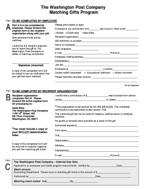 The Washington Post Company Matching Gifts Program Form