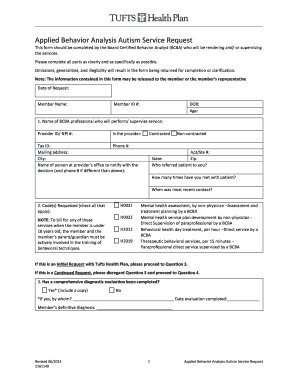 Applied Behavior Analysis Autism Service Request
