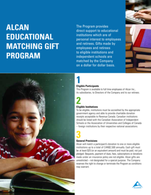 Alcan Educational Matching Gift Program Form