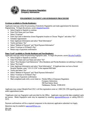 Florida Fingerprint Payment and Submission Procedure