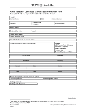 Acute Inpatient Continued Stay Clinical Information Form