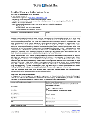 Tufts Health Plan Provider Authorization Form