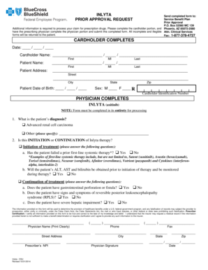 Prior Approval Request for INLYTA Prescription