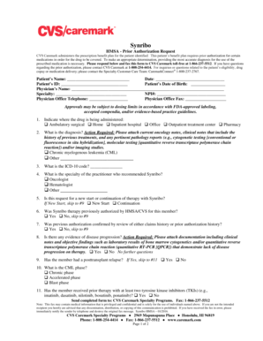 HMSA Prior Authorization Request for Synribo