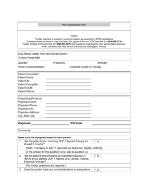 Prior Authorization Form for Victoza