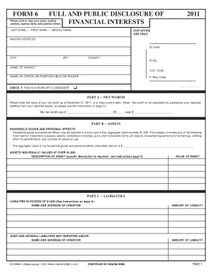 Florida Financial Interest Disclosure Form 6