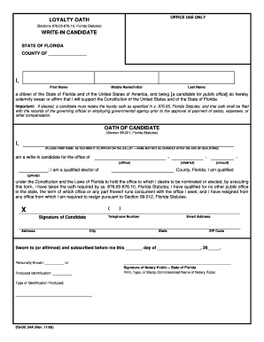 Florida Write-In Candidate Loyalty Oath