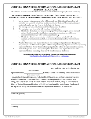 Omitted Signature Affidavit for Absentee Ballot