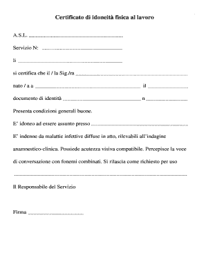 Certificato di idoneità fisica al lavoro