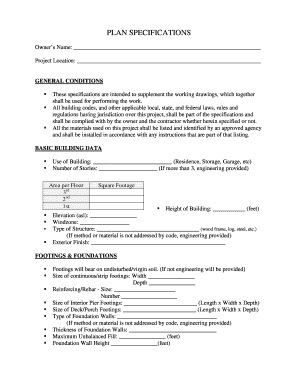 Construction Project Plan Specifications