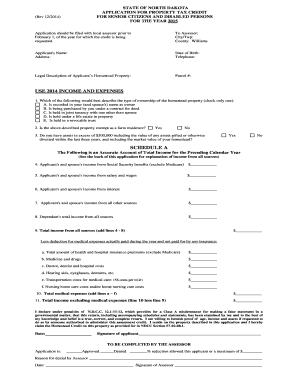 North Dakota Property Tax Credit Application