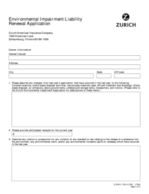 Environmental Impairment Liability Renewal Application