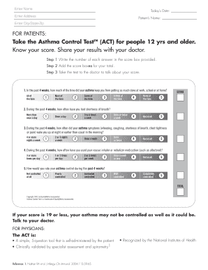Asthma Control Test Form