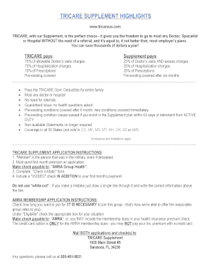 TRICARE Supplement Application