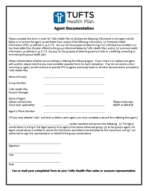 Tufts Health Plan Agent Authorization Form