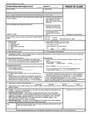 US Bankruptcy Court Proof of Claim Form B10