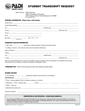 Student Transcript Request Form