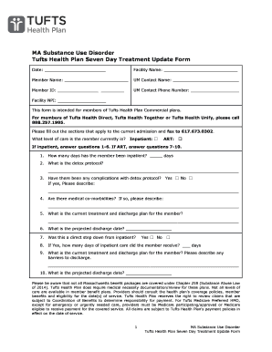 Tufts Health Plan Seven Day Treatment Update Form
