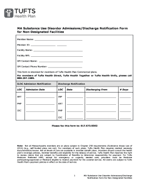 MA Substance Use Disorder Admission/Discharge Form