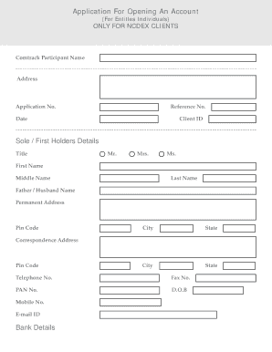 NCDEX Account Opening Application