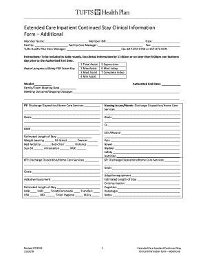 Extended Care Inpatient Continued Stay Clinical Information Form