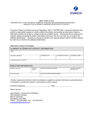 New York State Confidentiality Request for Domestic Violence Victims