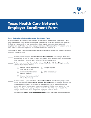 Texas Health Care Network Employer Enrollment Form