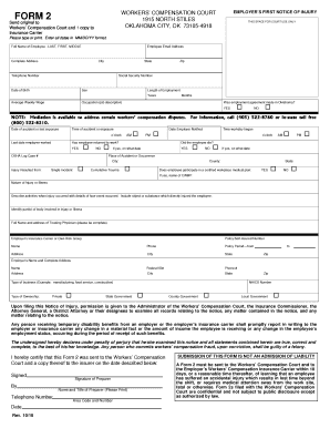 Oklahoma Employer's First Notice of Injury