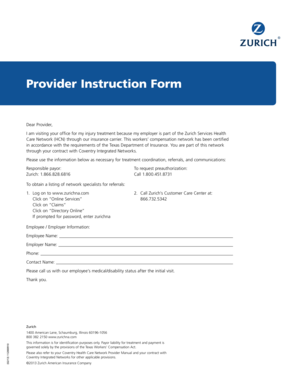 Provider Instruction Form