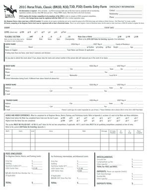 2016 USEA Horse Trials Entry Form