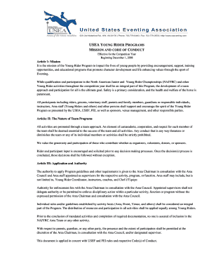 USEA Young Rider Program Code of Conduct