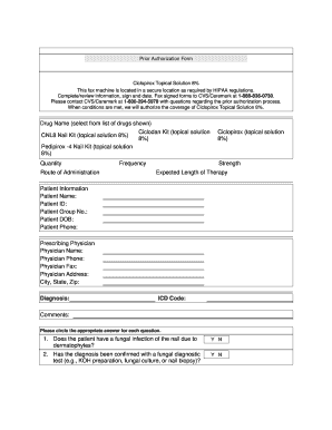 Prior Authorization Form for Ciclopirox Topical Solution