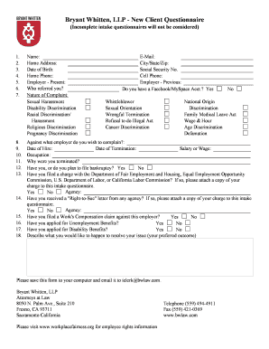 New Client Questionnaire