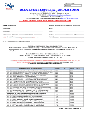 USEA Event Supplies Order Form