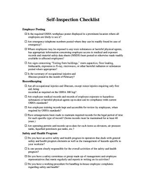 OSHA Self-Inspection Checklist