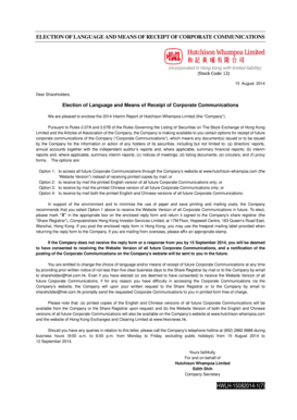 Election of Language and Means of Receipt of Corporate Communications