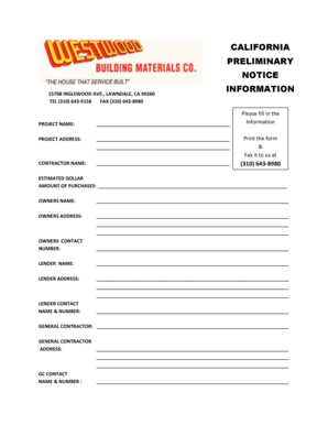 California Preliminary Notice Form