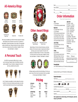 NSCAA All-America Ring Order Form