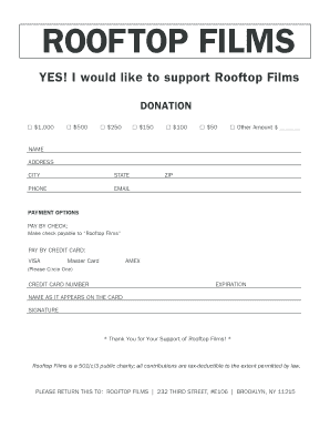Rooftop Films Donation Form