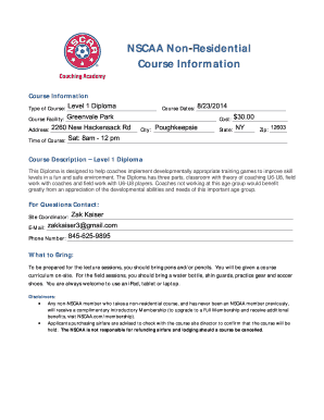 NSCAA Non Residential Course Information