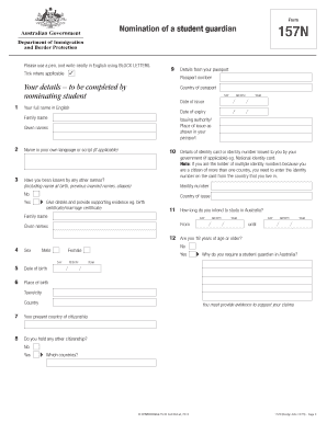 Nomination of a Student Guardian Form 157N