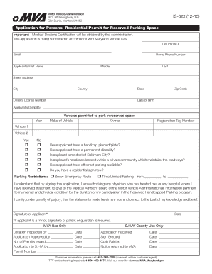Maryland Residential Parking Permit Application
