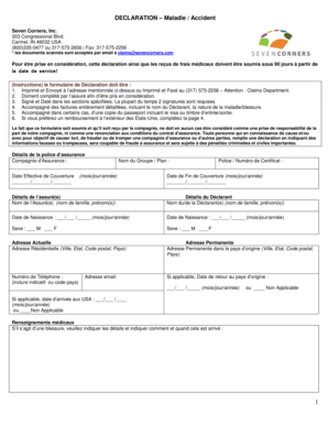 Déclaration – Maladie / Accident