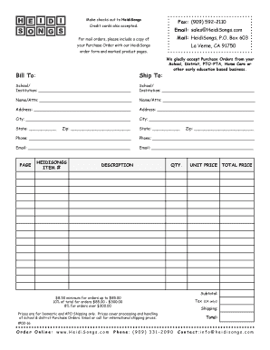 HeidiSongs Purchase Order Form