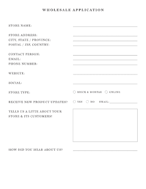 Wholesale Application Form